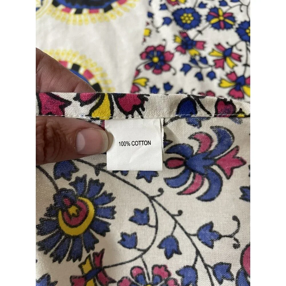 Curtain Panels Mandala Floral Pink Yellow Blue Large Colorful Boho Decor - Picture 10 of 11